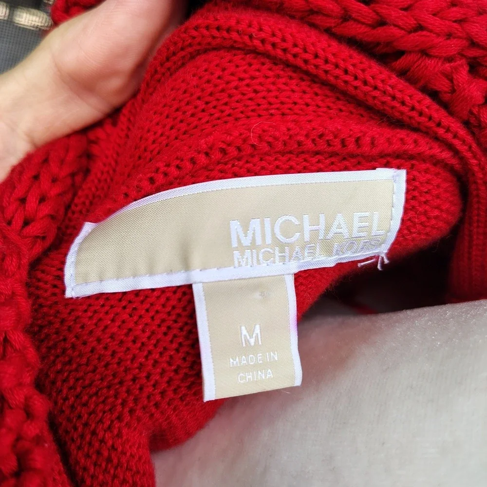 Michael Kors Women's Sweater Medium Cowl‎ Neck Red Pullover Long Sleeve Tunic